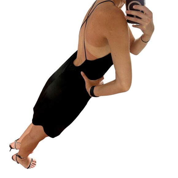 Le Merceau Black Open-Back Silk Slip Mini Dress XS/S - Picture 4 of 8